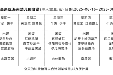 2024-2025学年度第二学期 幼儿食谱 （第十八周）